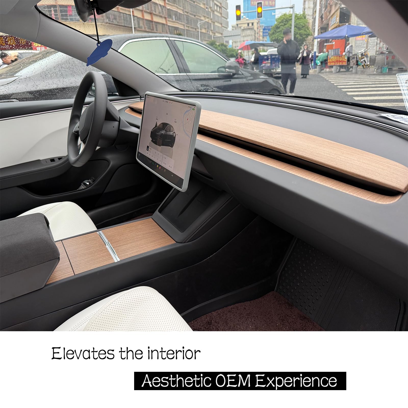 Amazon | leeogench リアルウッド センターコンソールカバー Tesla